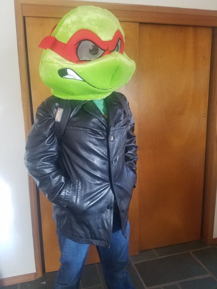 Tmnt Raphael custom Halloween Costume discontinued head & wilsons leather jacket for Sale in