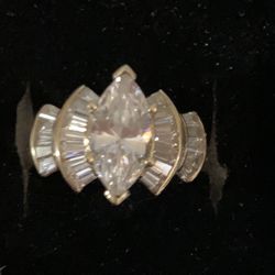 10KT Gold with Marquise And Baguette CZ