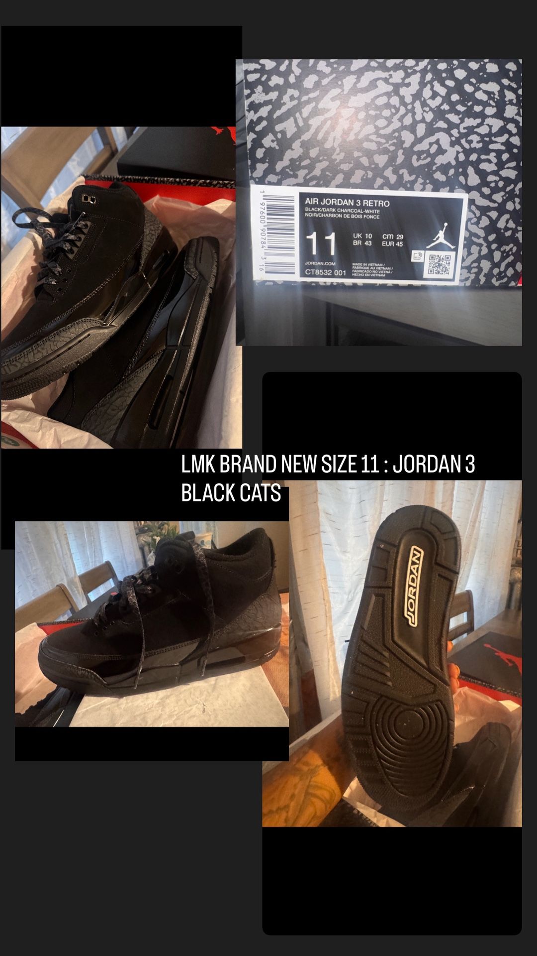 Black Cats 3s And $160 For Jordan 1s