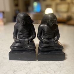 Rare Vintage Alva Studios Egyptian Pharaoh Sculpture Bookends Pair