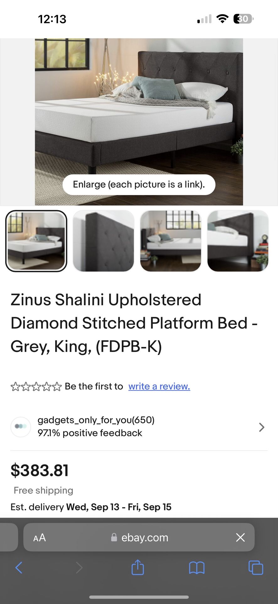 King Size Bed Frame - Damaged From Shipping FREE