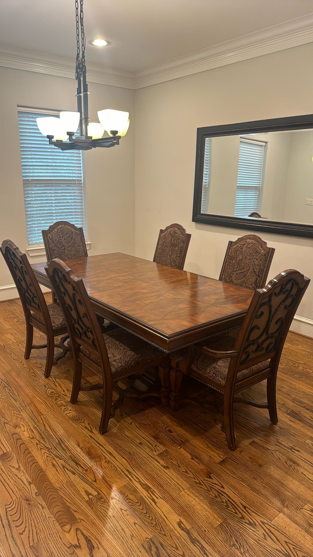 Wood Dining Table With Chairs & Cabinet Set