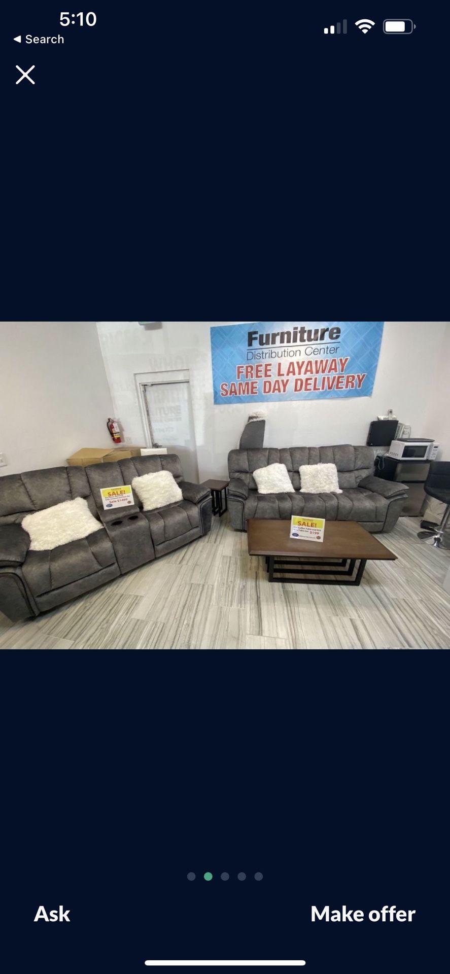 Grey Barcelona Loveseat And Sofa!1299!*SAME DAY DELIVERY*NO CREDIT NEEDED* for Sale in Lakeland