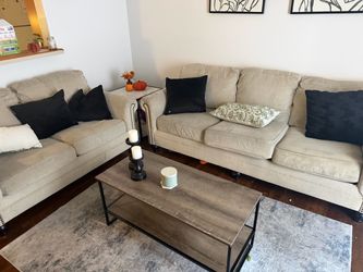 Beige Fabric Sofa and Loveseat Set