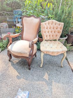 Two Vintage French-Style Upholstered Chairs