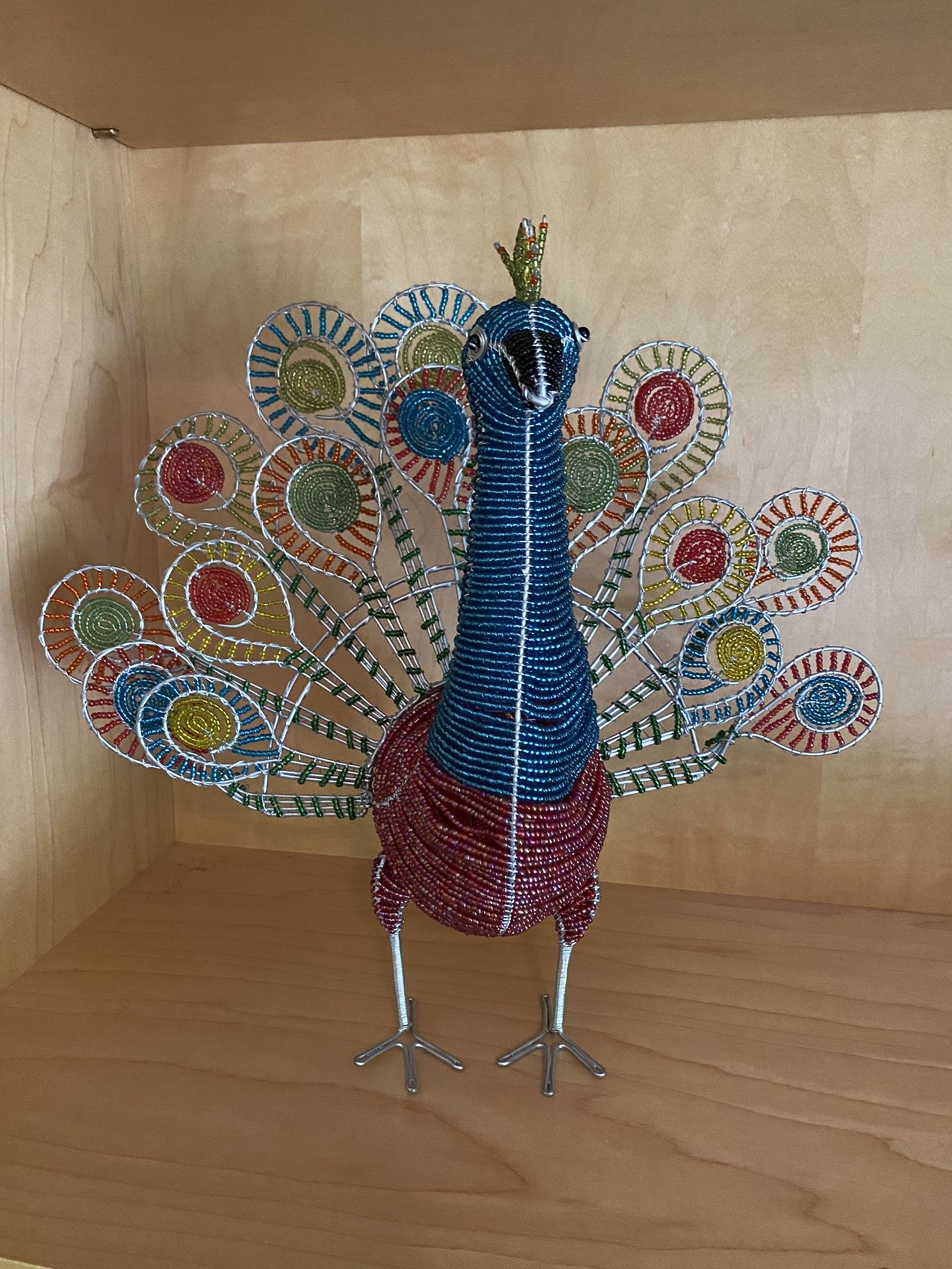 Peacock beaded sculpture art