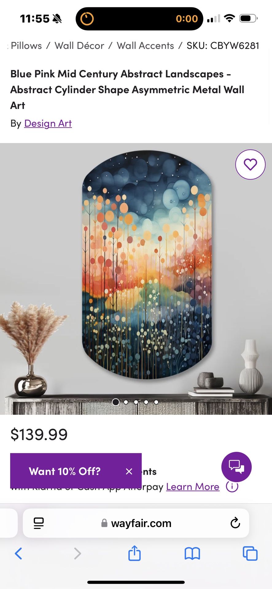 Abstract Cylinder Shape Asymmetric Metal Wall Art