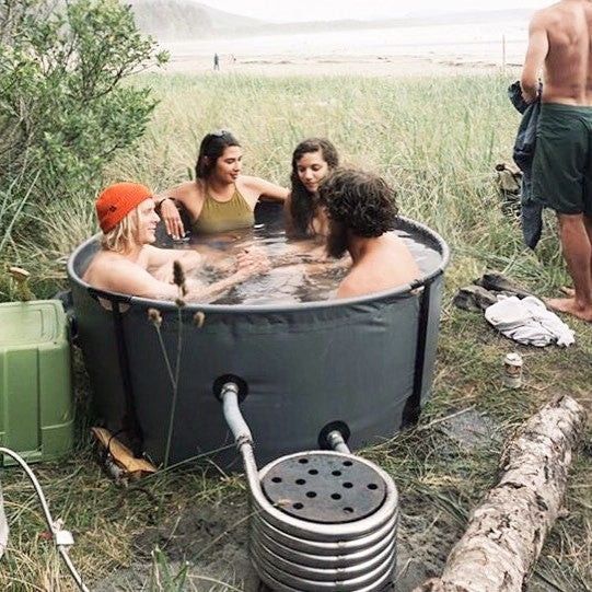 Black Portable Hot Tub with Heat Coil, Propane or Firewood Combo