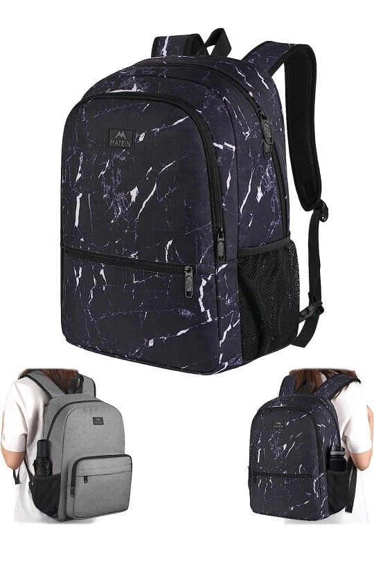  Travel Laptop Backpack, Reversible Backpack Lightweight Slim Backpack for College Water Resistant Casual Daypack Gift for Men Women, Black&Grey