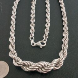 Sterling Silver 925 Graduated Twisted Rope Chain Necklace 18 In Signed KA 925 21 Grams