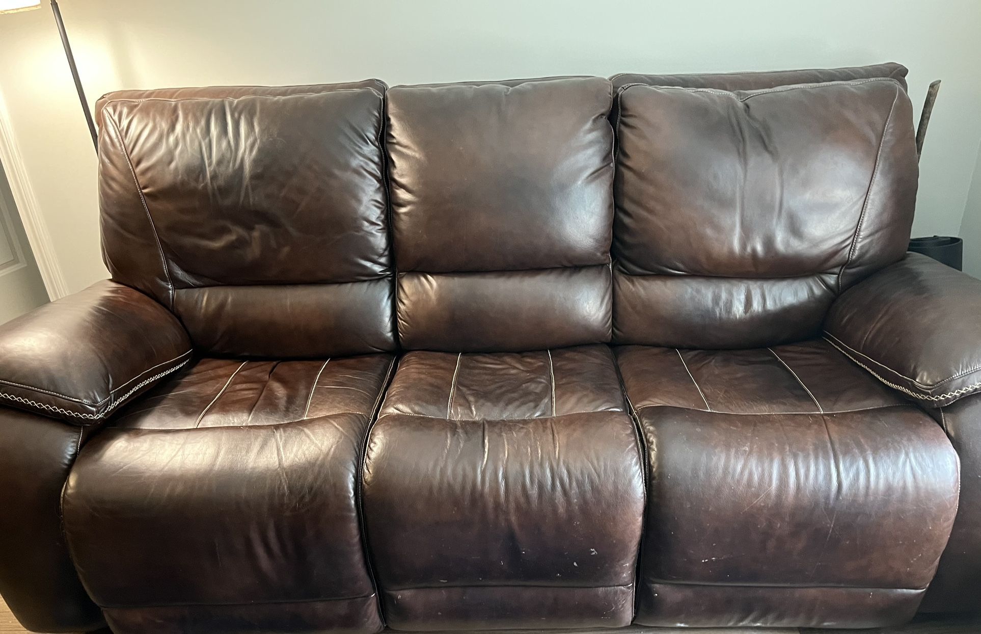 Overstuffed Leather Power Recliner