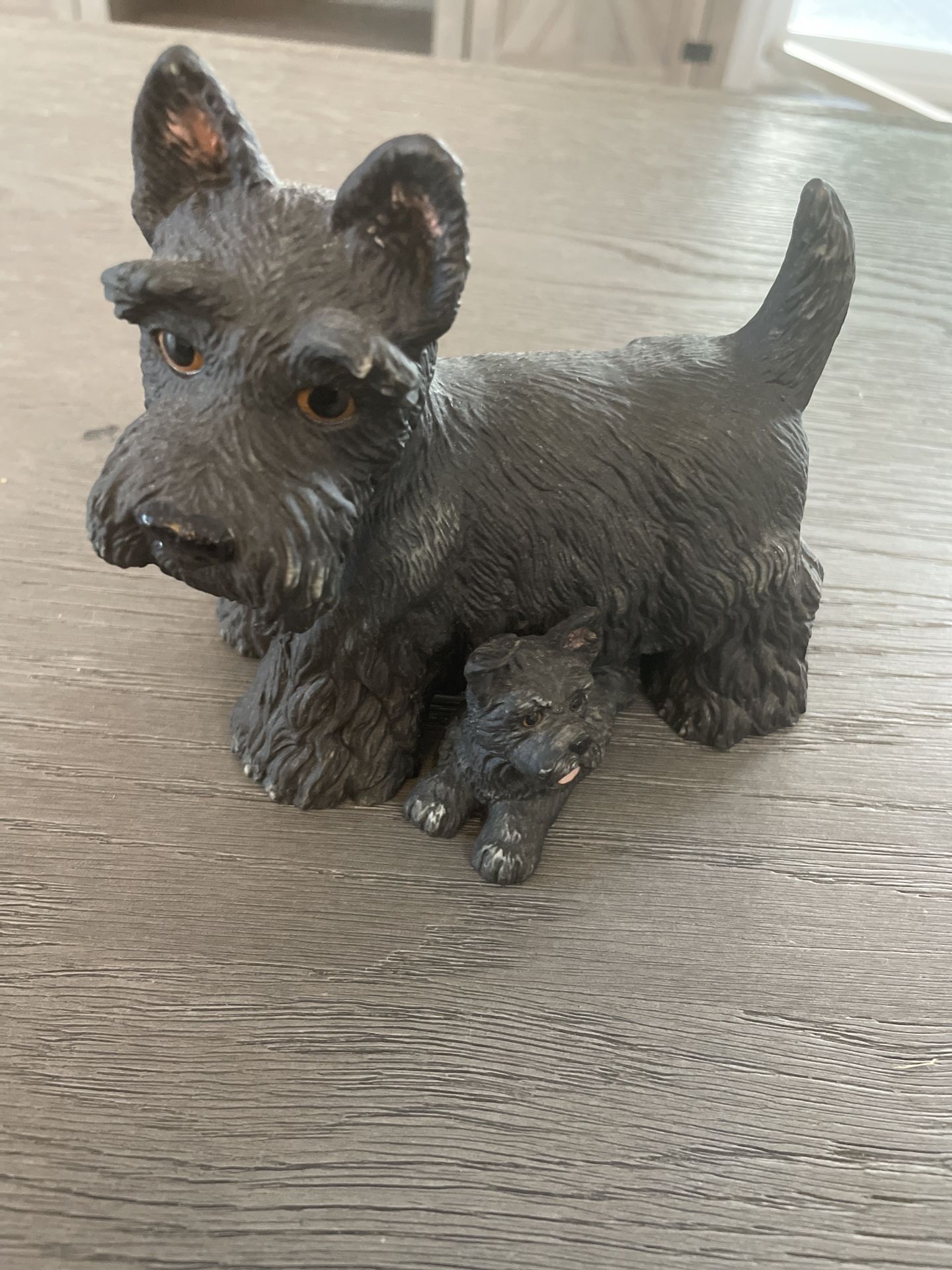 Vintage Kathy Wise Purebred Pets Black Scottie Mom & Puppy Dog