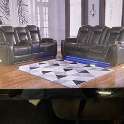 Power Reclining Sofa And Power Reclining Love Seat ( LED Light) 