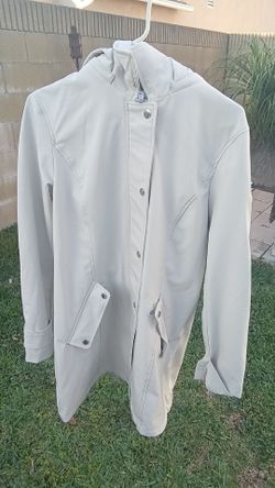 Tommy Hilfiger Light Gray Hooded Rain Jacket Size Medium