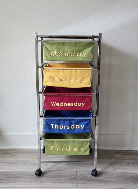 Rolling Cart With 5 Drawers For Kids Or Teacher
