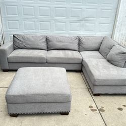 FREE DELIVERY 🚚  Thomasville, gray, Couch, sofa, sectional fabric, ottoman