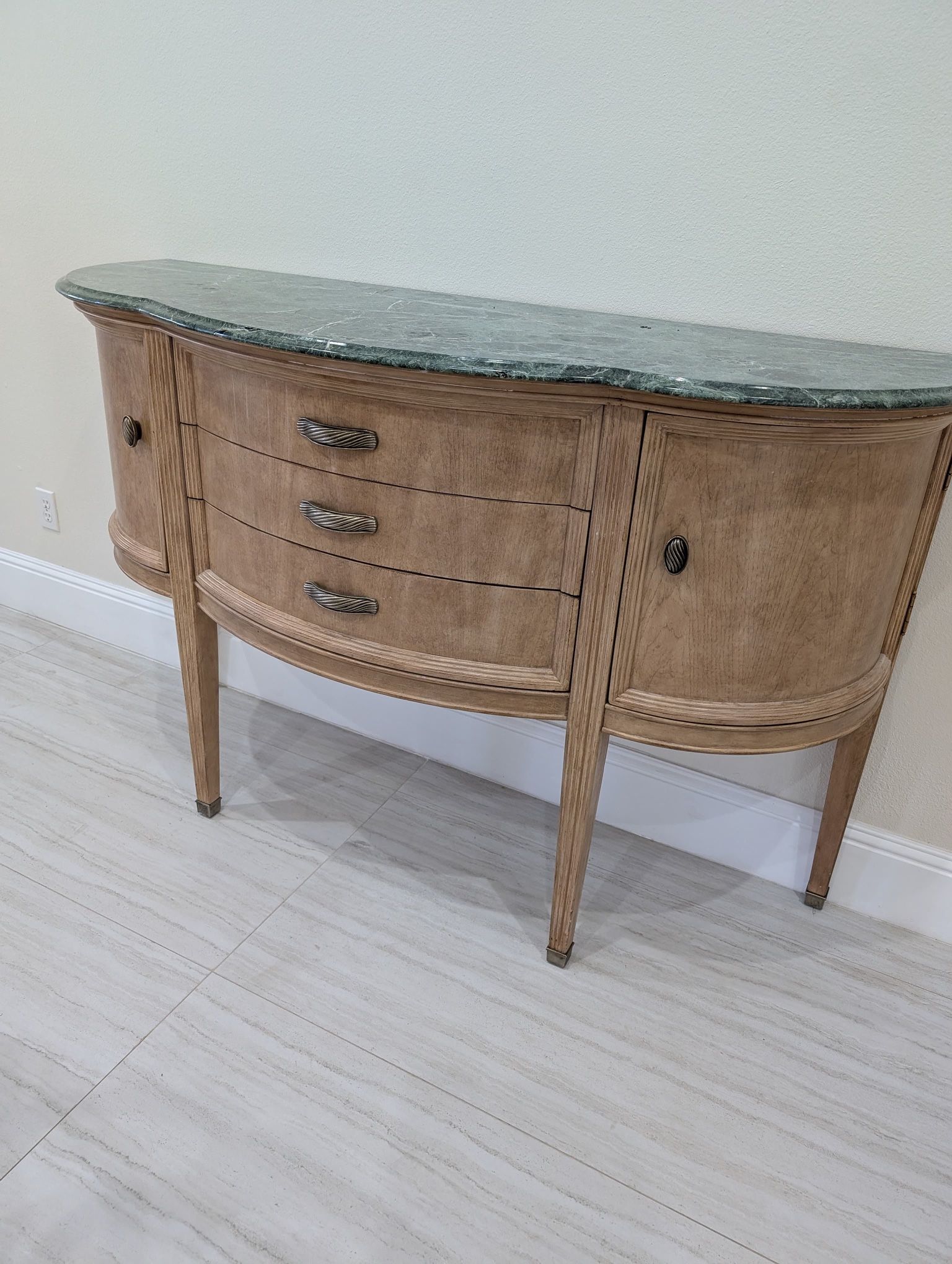 Elegant Demilune Console Table with Marble Top – Excellent Condition!