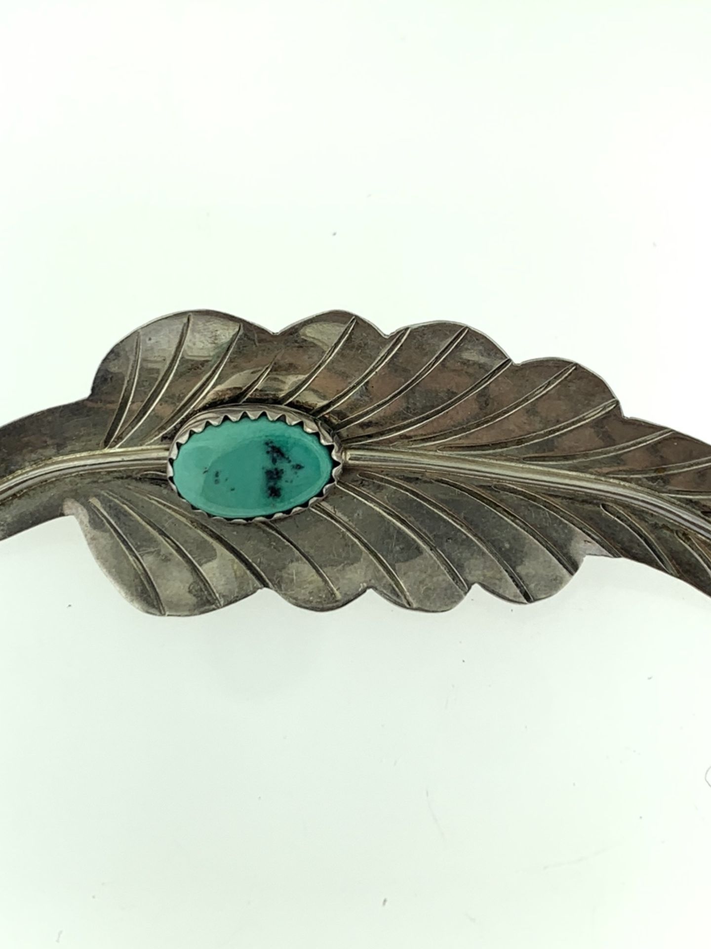 RICHARD BEGAY Navajo Turquoise Leaf or Feather Sterling Silver
