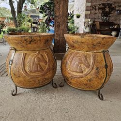Rustic Horse Clay Pots, Planters, Plants. Pottery $85 cada una