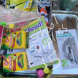 Box of school supplies