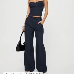 Princess Polly Briana Set Navy Pinstripe Size 2