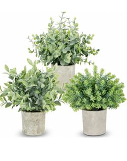 Set of 3 Mini Fake Potted Plants