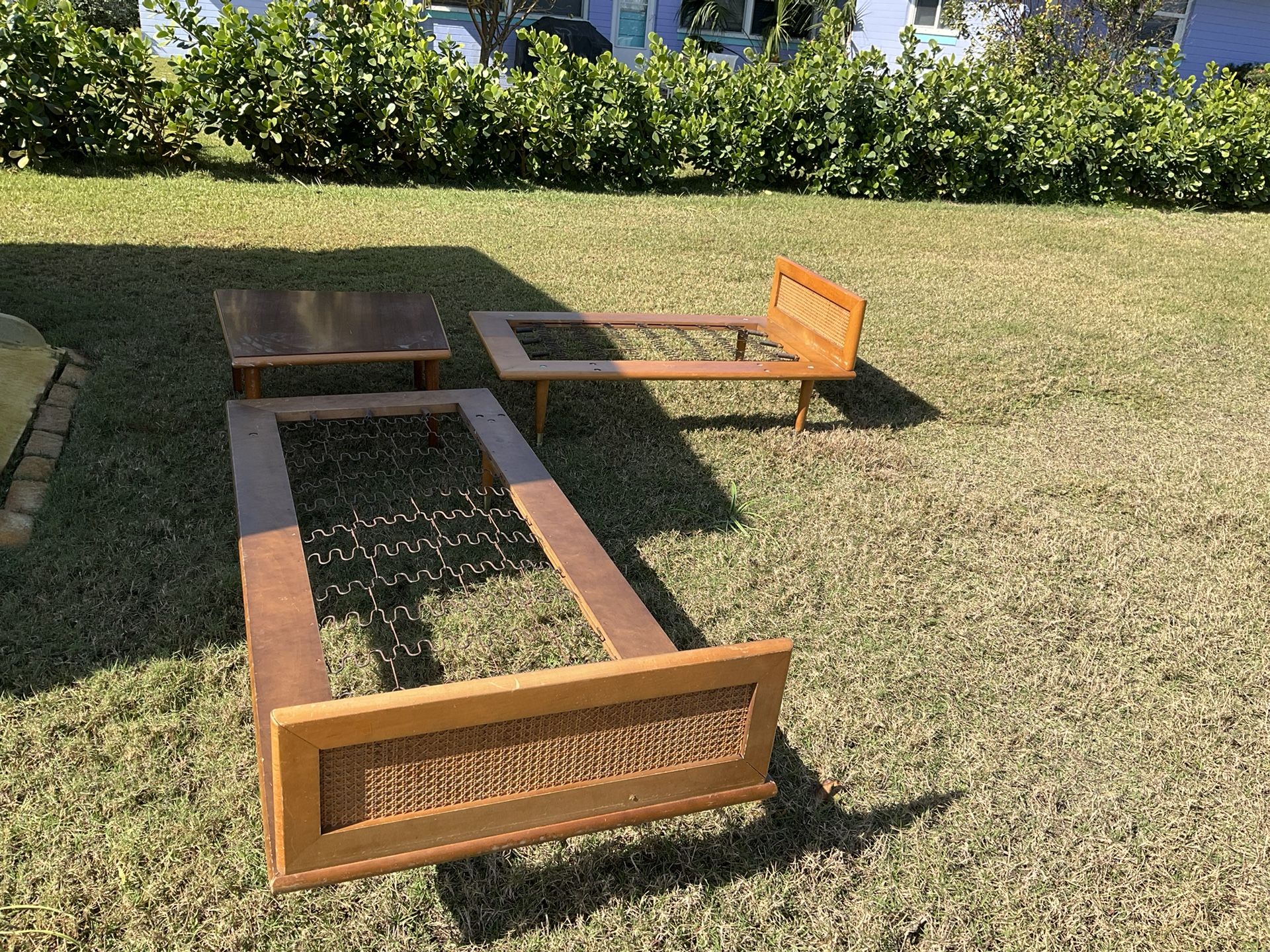 Mid-Century Sofa with End Table