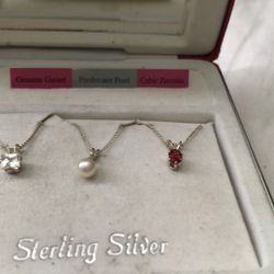 925 Necklace Earring Matching Stone Set