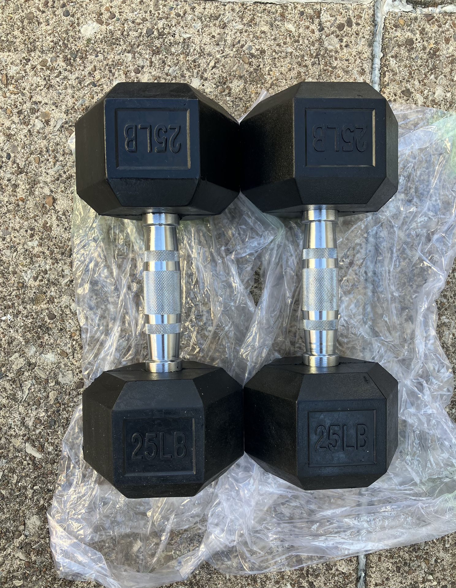 NEW 25 lb dumbbells dumbbell Set Rubber Hex lbs weights weight 25lb 25lbs pair pounds