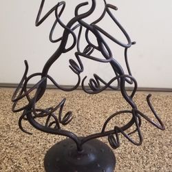 Unique Aged Bronze & Black Metal Wine Rack Deer Antler Look