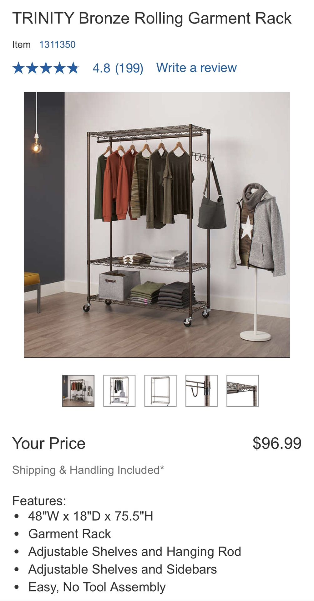 Costco Bronze Rolling Garment Rack for Sale in Seattle, WA OfferUp