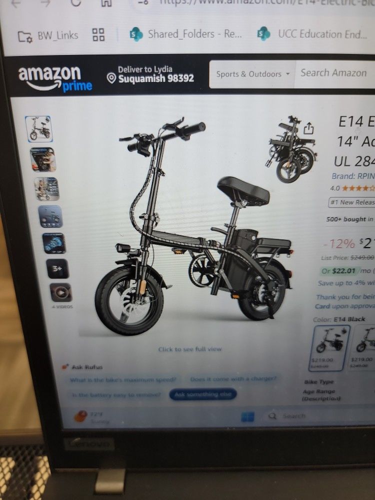 14" Electric Bike 500w Motor Brand New