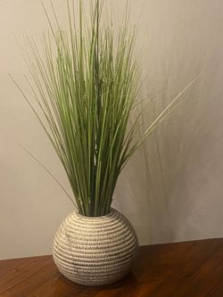 Artficial Plant In The Textured Ceramic Pot H28"