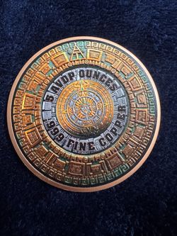 5 oz .999 Fine Copper Aztec Calendar Round
