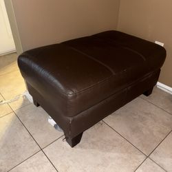 Brown Leather Ottoman 