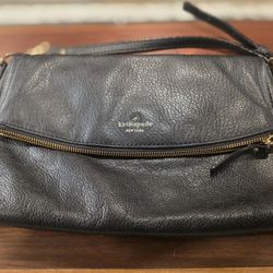 Kate Spade New York Black Pebbled Leather Clutch Crossbody Purse