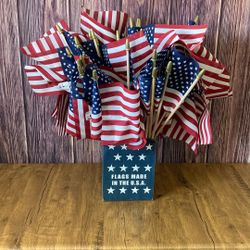 Full tub Of American Flags Yard Flags 