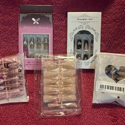 Press On Nails Assortment 5 Packages! Sealed! 24 Nails Per Set! NEW!