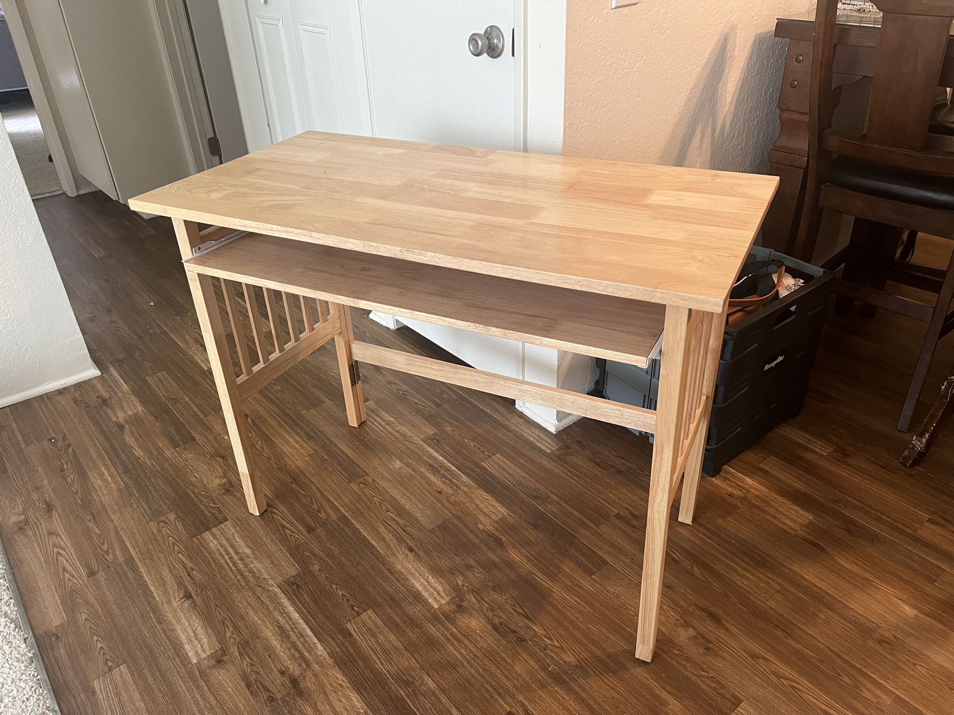 Collapsible Blonde Desk with Drawer