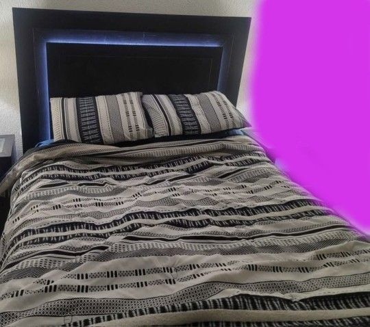 Queen Size Bed Frame with draws and headboard with LEDs (NO MATTRESS)