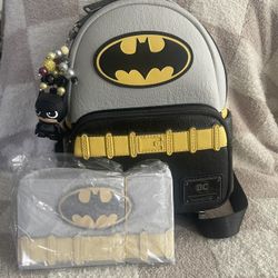 Batman Loungefly Backpack And Wallet