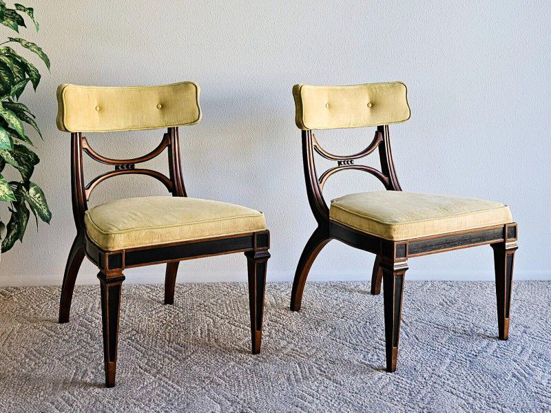 Mid-Century Modern Klismos Style Tomlinson Yellow Dining Chairs