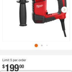 Firm Price🛑 5.5 Amp 5/8 in. Corded SDS-plus Concrete/Rotary Hammer Drill Kit with Case used Good.
