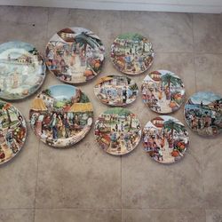 Pietro Brunelli Market Scene 10 Piece Artsy Italian Ceramic Plate Set
