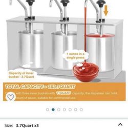 Saladulce Bucket Condiment pump dispenser 2.8 Gallon sauce pump dispenser Stainless steel Condiment Pump Station for KetchUp Dressing syrup