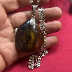 Amber Necklace Silver925 