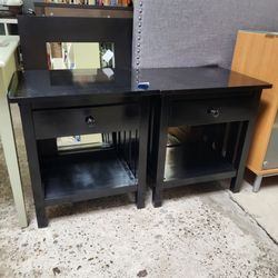 Pair of black painted nightstands