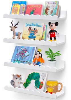 Set of four 15.6 inch white floating shelves