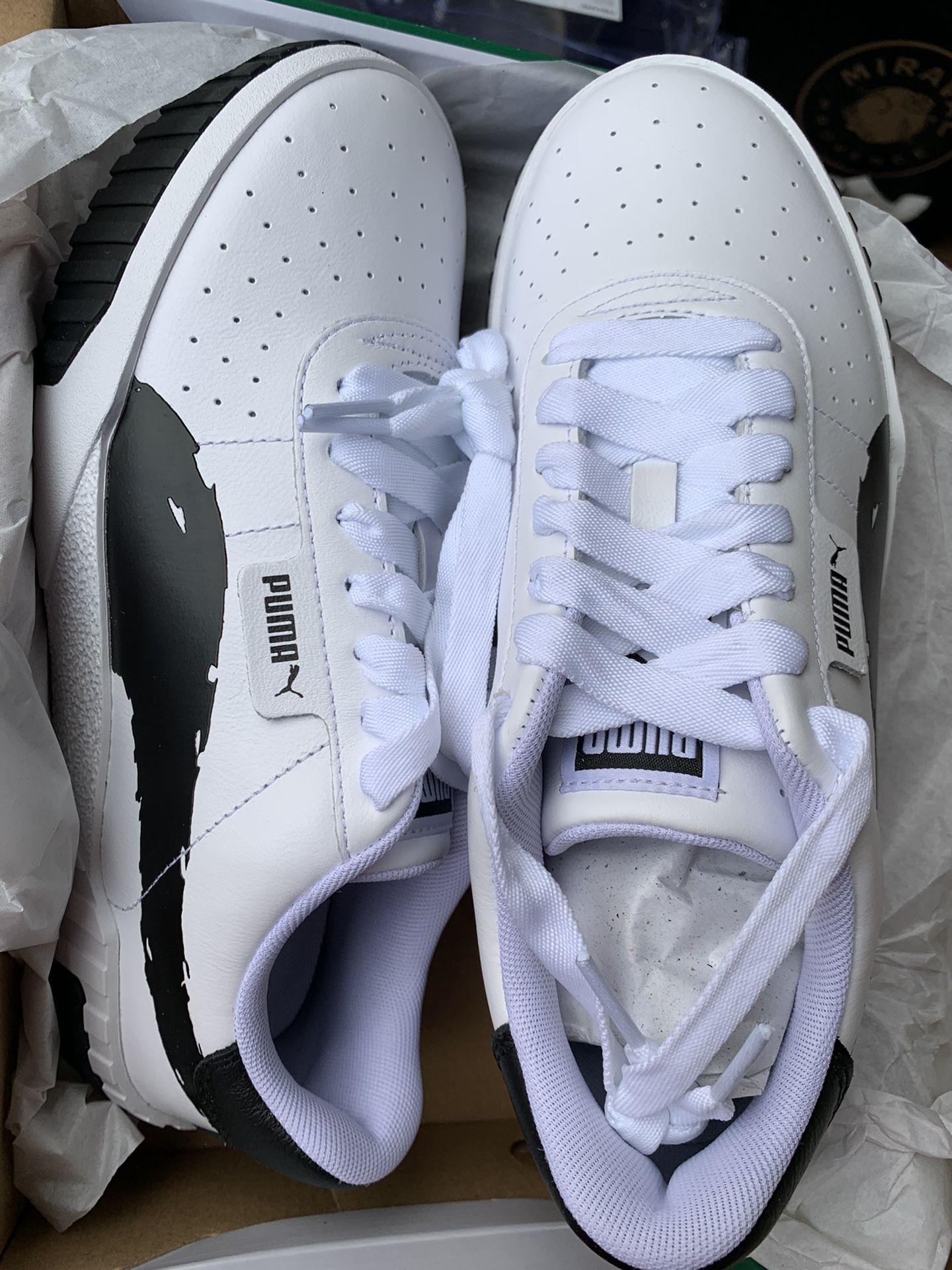 Original Puma Cali New Whit Black Swoosh Puma Cali Sneaker Shoe