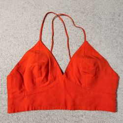 Orange Lace-Up Back Crop Top